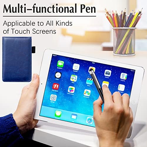 10Pcs Mini Pocket Notepad Holder Set,Durable Cover,Refillable,Leather Pocket Notebook with Pen,8Pcs 3"x5" Memo Book Refills with 30 Lined Paper Per Note Pad,Leather Notepad Pocket Business Notebook (Blue)