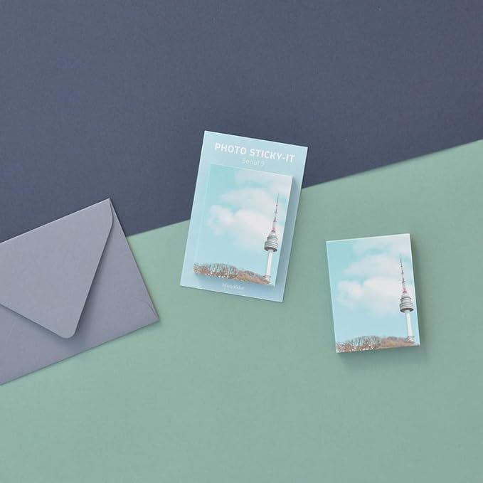 Monolike Photo Sticky-It 5p B Set - Seoul, Self-Adhesive Memo Pads for Diary Decor & Daily Planning, 50 Sheets Each