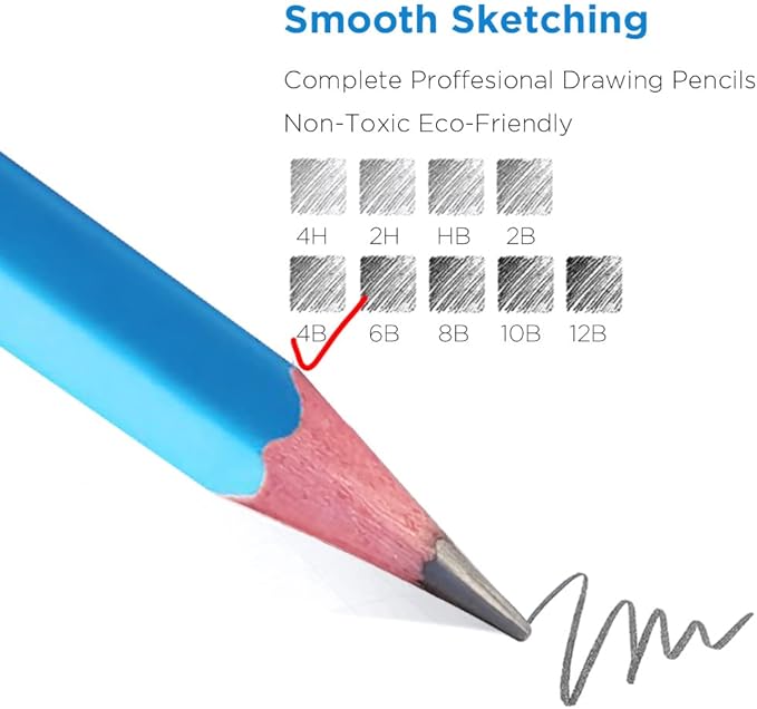 Sketch Pencils for Drawing 4B, 12pcs Professional Art Drawing Pencils for Shading, Sketching & Doodling | Graphite Pencil for Artists & Beginners