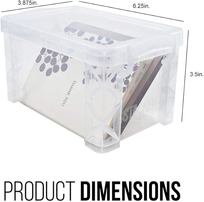 ADVANTUS 40307 Super Stacker Storage Boxes, Hold 400 3 x 5 Cards, Plastic, Clear (Pack of 6)