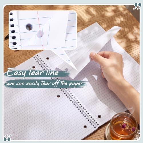 Teling 8 Pcs 1 Subject Spiral Notebook for Work College Ruled 8 x 10 1/2 Inch Spiral Journal Notebook 3 Hole Punched Paper Tear Line 70 Sheets Office School Study Supplies (Vintage Color)