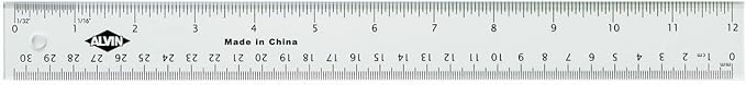 ALVIN Clear Acrylic Ruler, Scratch Resistant, Multipurpose Drawing, Drafting, and Design Tool, Great for Both Students, Hobbyists, and Professionals Model T40-12 - 12 inches
