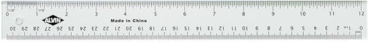 ALVIN Clear Acrylic Ruler, Scratch Resistant, Multipurpose Drawing, Drafting, and Design Tool, Great for Both Students, Hobbyists, and Professionals Model T40-12 - 12 inches