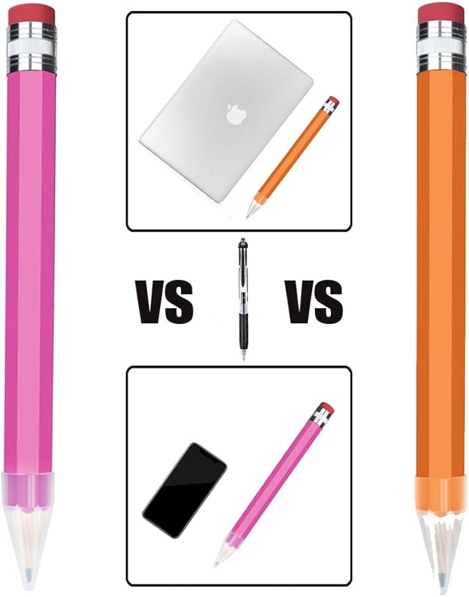 Wooden Jumbo Pencils for Prop/Gifts/Decor - 14 Inch Funny Big Novelty Pencil with Cap(Orange Red) for Schools and Homes
