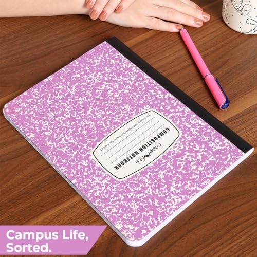 Paper Rite Assorted Marble Composition Notebook Wide Ruled (9.75x7.5 in), 100 Sheets | 200 Pages | For School, Office, Students, Teachers (4, Pink)