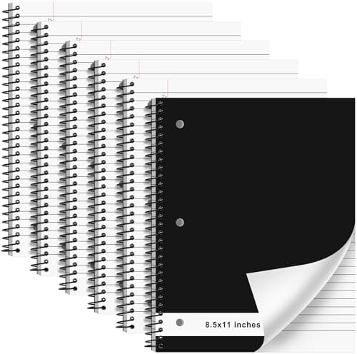 Resurhang 6 Pcs Top Spiral Notebooks,8.5 x 11 Inches,3 Hole Punch,White