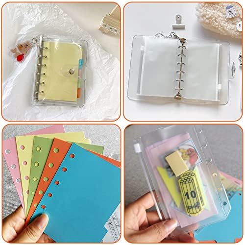 DY.2ten Refillable A7 Notebook Set, 3 Pack Lined Refill Paper, A7 Clear Zipper Binder Pockets, Dividers, Ruler Marker, Paper Refill for 6-Ring Binders Planner Notebook
