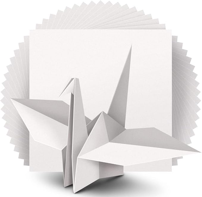 IOOLEEM Origami Paper, 200 Sheets, White Origami Paper, 6 Inch Square, Double Sided Colored paper.