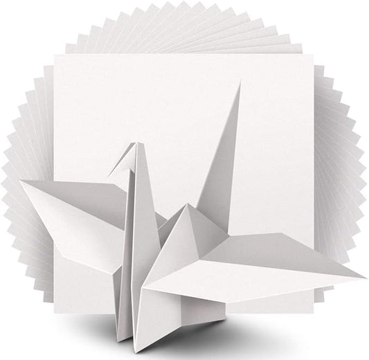 IOOLEEM Origami Paper, 200 Sheets, White Origami Paper, 6 Inch Square, Double Sided Colored paper.