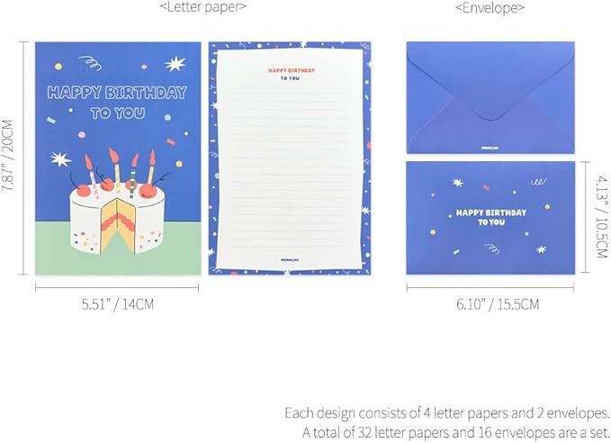 Monolike Fall In Newtro Dessert Letter Paper and Envelopes Set - 8Type, 32 Letter Paper + 16 Envelopes