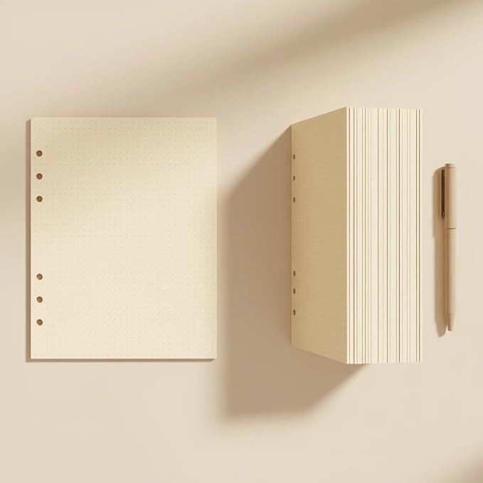 A5 Dot Grid Refill Paper, 6-Hole, 2-Pack 160 Sheets No Bleed