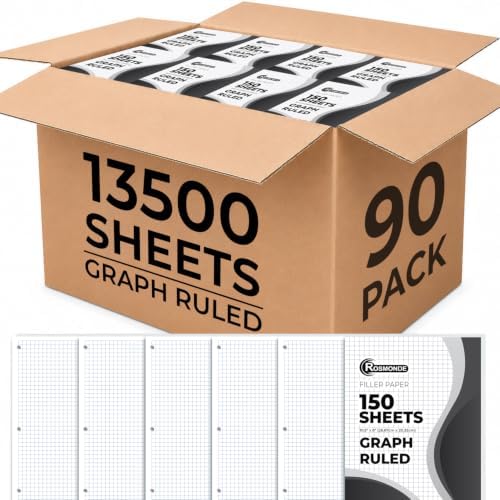 Rosmonde 90 Pack, 13500 Sheets Graph Paper Bulk, 4x4, Bulk Grid Paper