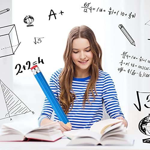 Gersoniel 4 Pack 14 Inch Wooden Jumbo Pencils Big Giant Large Huge Wood Pencil Prop with Eraser Novelty Funny Pens Gag Gifts for Office Classroom School Favors Supplies(Blue, Red, Green, Yellow)