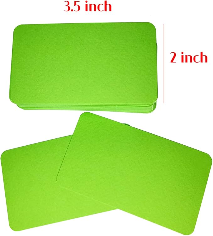 PPAPPAPPIYO 3.5x2 rounded corner index cards180gsm Thick Cardstock, Blank Colored Flash Cards for Study, Notes, Business Cards & Labels, Small Notecards 100 Pack (yellow green)