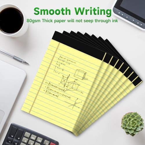 48 Pack Legal Pads Bulk,5 x 8 Inch Yellow Notepad, Note Pads College Ruled Perforated Memo Pad for Work Study Daily Note Taking List, Lined Writing Pads Memo Refills Notepads for Office Home School