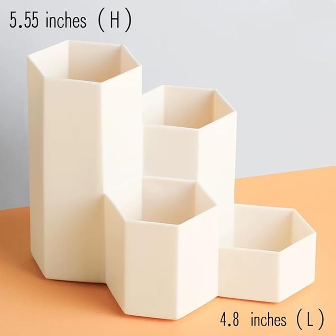 Pencil Organizer Pen Holder for Desk Pens Cup Small Desk Organizer Cute Pen Holder for Office,School and Home (White, L-Shape)