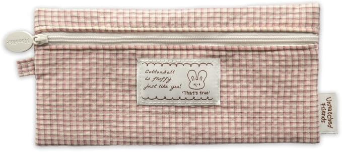 Monolike_Fabric/Cushion Pencil case (Unmatched Friends Fabric Check Pencil Case Series. 2, Vintage pink)