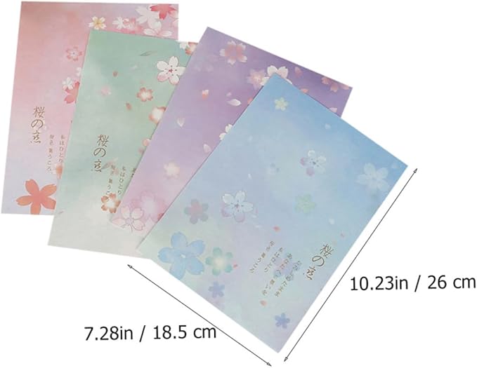 Mobestech Japanese Style Note Paper Set 40pcs B5 Blossoms Pattern Writing Paper Stationery for Letter Writing and Printing, Vintage Floral Design for Office and School Use
