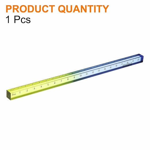 HARFINGTON Acrylic Clear Straight Rulers 20cm Metric Transparent Gradient Three-Dimensional Plastic Ruler Square Cube Measuring Tool for Classroom Office, Blue-Yellow