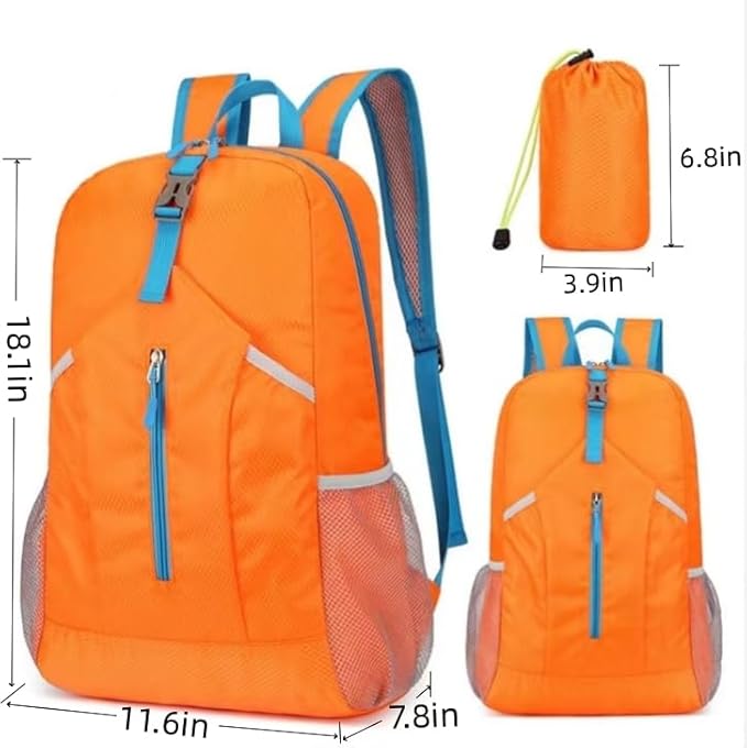 Travel lightweight foldable backpack hiking backpack splash proof compact travel backpack day pack (orange)