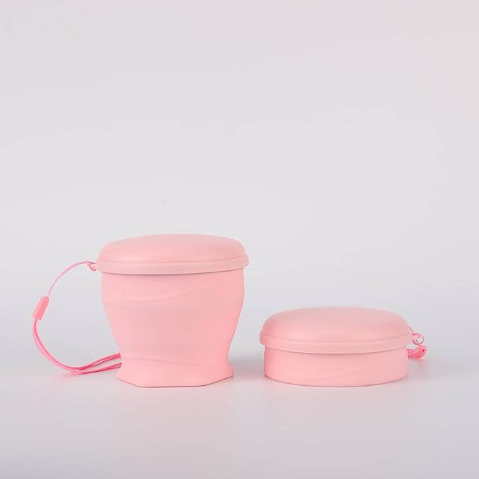 Qiao&Kai Collapsible Silicone Cup 6oz(180ml) with Gift Box – Portable, Leak-Proof Travel Tumbler for Hiking, Camping, Gym & Daily Use – BPA-Free, Eco-Friendly (Pink)