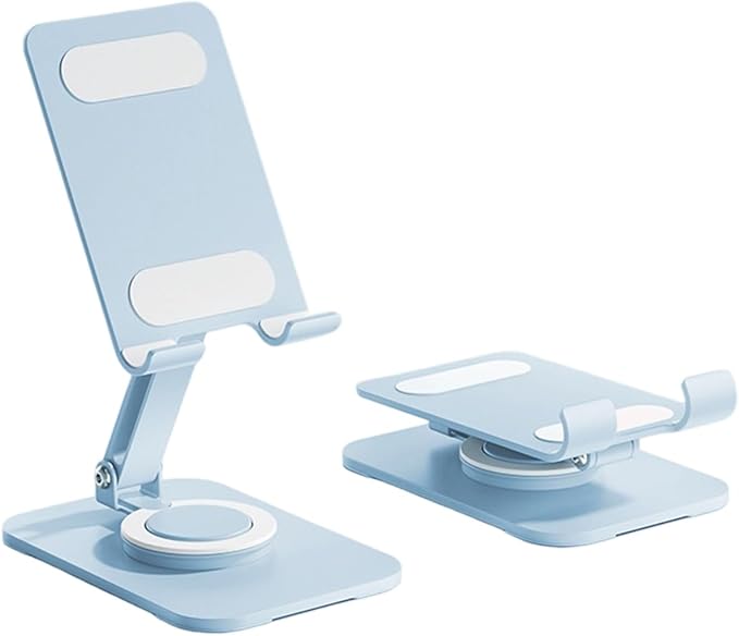 Carbon Steel Desktop Phone Stand Foldable Adjustable with Rotating Base for Video Calls Phone Tablet Portable Foldable Adjustable Desktop Rotating Desk Video Calling Online Learning Movie Hands