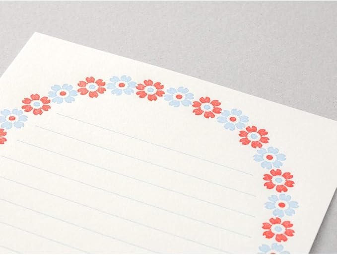 Midori 86478006 Letter Set, 478 Typographic, Flower Frame Pattern, Light Blue