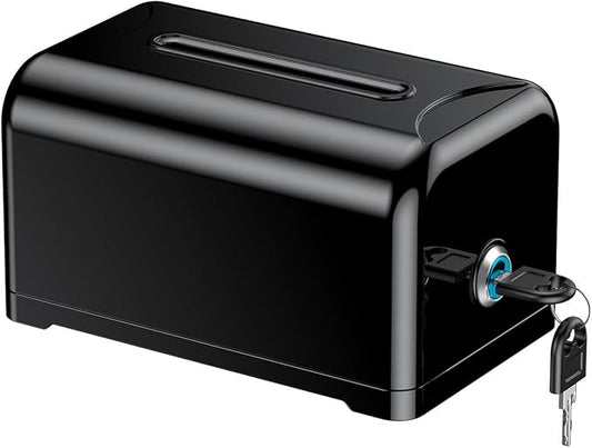 Uniclife Acrylic Donation Box for Fundraising, Black Suggestion Box with Slot and Lock, Desktop Ballot Boxs Tip Jar, Plastic Storage Container for Voting Charity Comment Collection, 7.3" x 4.5" x 3.9"