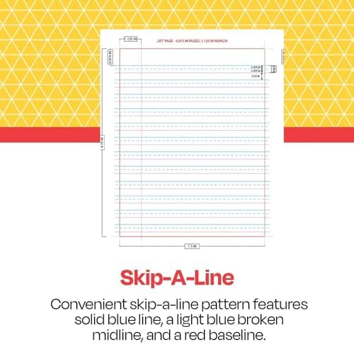 School Smart Skip-A-Line Ruled Composition Book, Grade 3, Red, 48 Pages - 085297