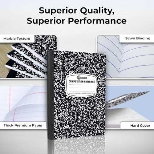 Rosmonde 100 Pack Bulk Composition Notebooks, Wide Ruled, Bulk Notebooks