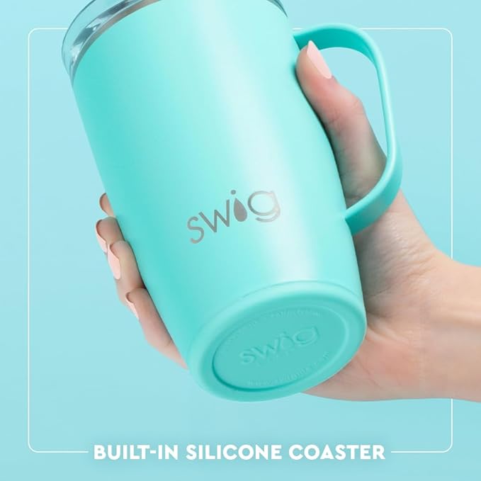 Swig Life 18oz Travel Mug, Insulated Tumbler with Handle and Lid, Travel Coffee Mug, Cup Holder Friendly, Stainless Steel 18 oz Tumbler, Reusable Insulated with Lid (Lemon Meringue)
