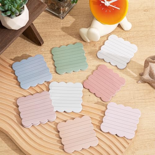 Eaasty 8 Pack Scalloped Sticky Notes Lined 3" X 3" Vintage Memo Pads