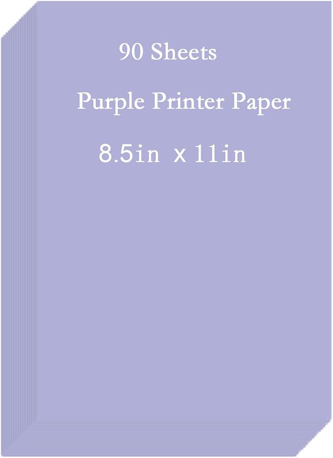Purple Paper 8.5 x 11 Printer Paper, Purple Copy Paper Letter Size, Lightweight Color Construction Paper for Arts Crafts DIY Origami School Office Supplies
