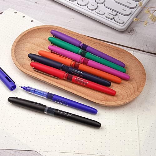 WRITECH Liquid Ink RollerBall Pens Quick Dry Ink 0.5 mm Extra Fine Point Pens 8 Pcs Rollering Pens Assorted Colors Ink for Writing, Taking Notes & Sketching (Multicolor)