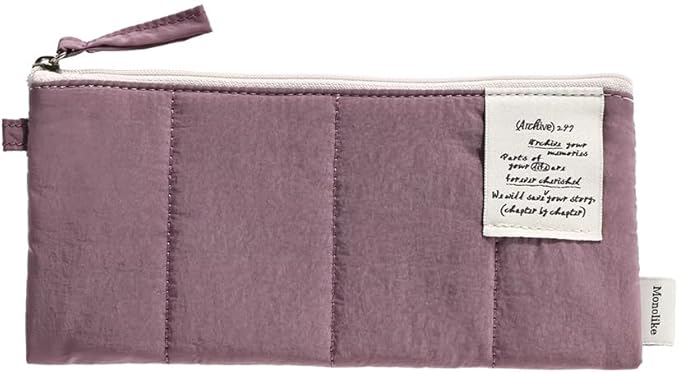 Monolike Archive247 Cushion Pencil Case, 04. Purple - Pencil Pouch, Portable Pencil Bag, Pencil Case, Office Pouch case, Cushion, Soft, Vintage