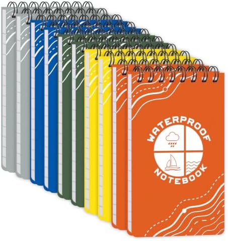 Thboxes 10 Pack Waterproof Pocket Notebooks, 5 x 3 Inch, Top Spiral Pad Set