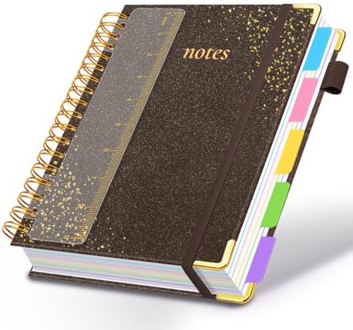 Hardcover Spiral Notebook with Tabs & Dividers, 8"x10" 5 Subject