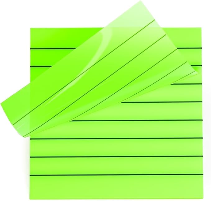 2 Pads, 100 Sheets, Clear Transparent Lined Sticky Notes 3x3 Inches, Self-Stick Notes, See Through Translucent, Easy to Post, Study Supplies, Office Products, Reusable, Waterproof, Green