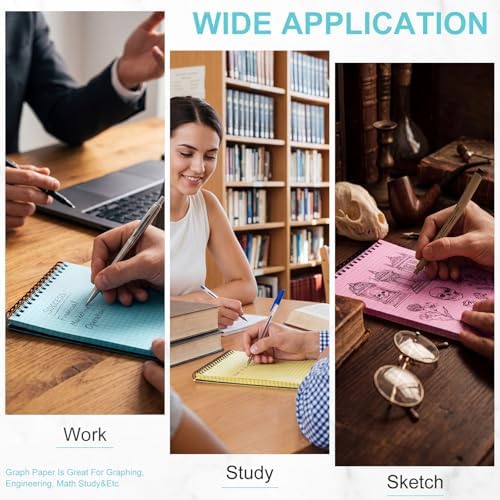 Engrowtic 6 Pack Graph Paper Spiral Notebook A5,Black(internal Mixed)