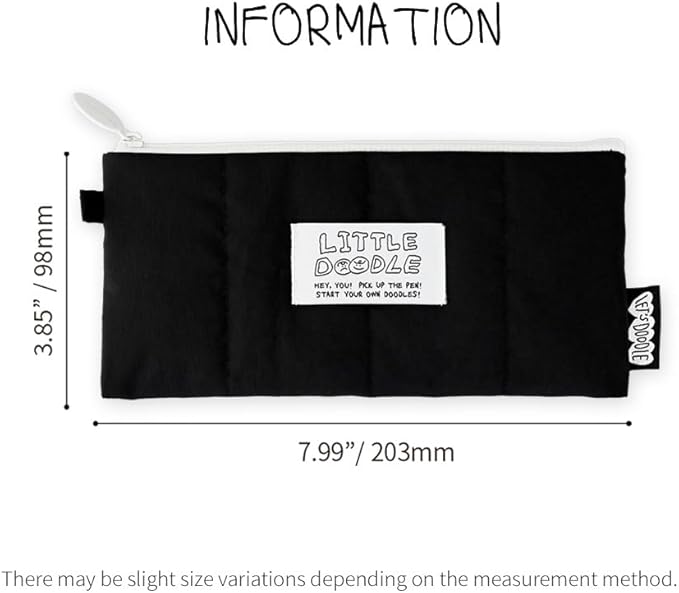 Monolike_Fabric/Cushion Pencil case (Little Doodle Cushion Pencil Case, Black)