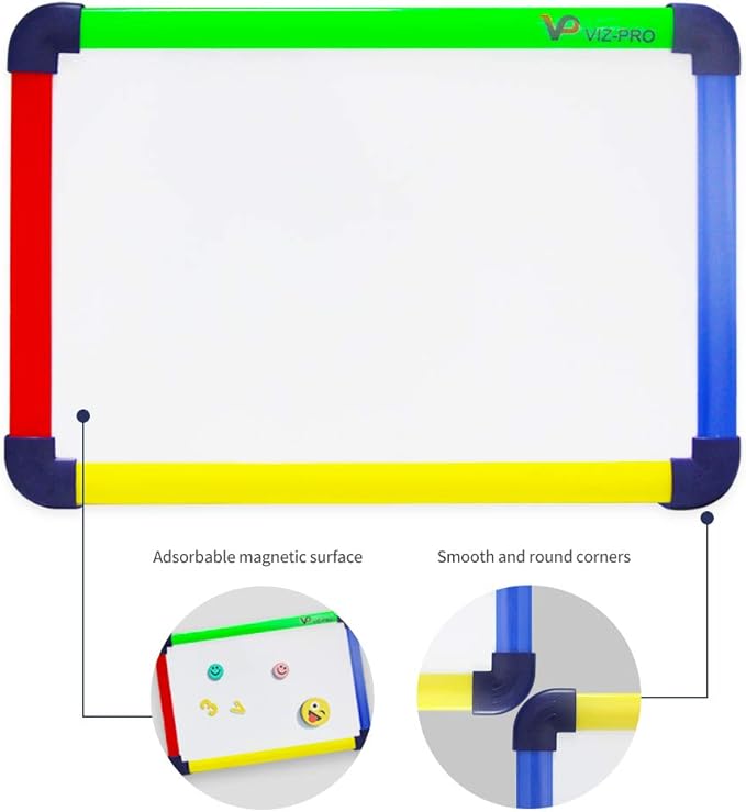 VIZ-PRO Small Board/Writing Whiteboard/Dry Erase Board, Colored Frame,12" X 8"