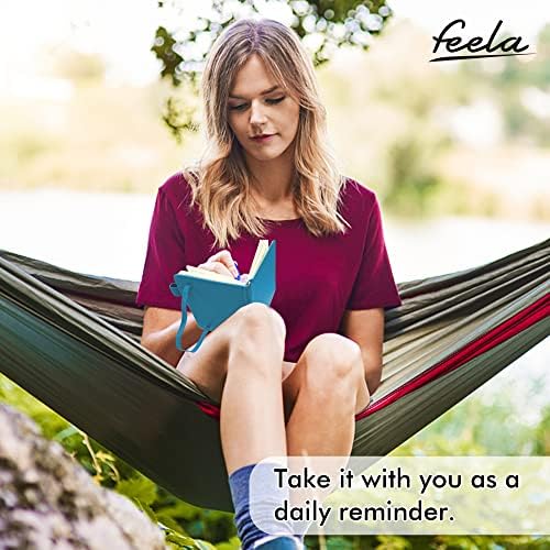 feela 3 Pack Pocket Notebook Journals, Mini Cute Small Journal Notebook Bulk Hardcover College Ruled Notepad with Pen Holder for Office School Supplies, with 3 Black Pens, 3.5”x 5.5”, A6, Teal