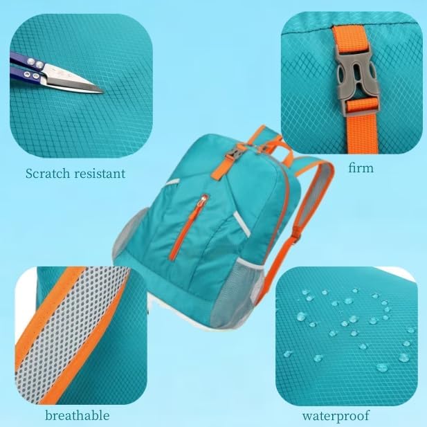Travel lightweight foldable backpack hiking backpack splash proof compact travel backpack day pack (peacock green), middle
