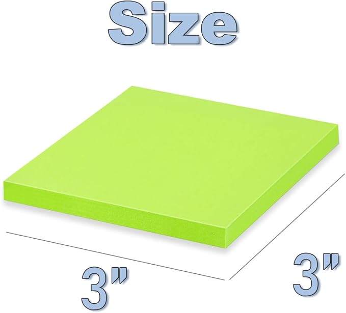 (20 Pads) Sticky Notes 3x3 in,Bright Colors Notepads,Colorful Stickies,Super Sticking Power,Memo Note Pads,Post on Windows Doors,Office,School,Strong Adhesive,Recyclable,Easy to Write on,Hold Well