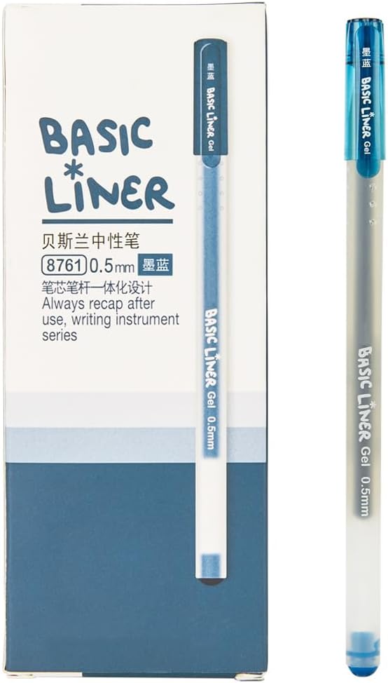 czxwyst 8761 Basic Liner Gel Ink Pens 0.5mm Fine Point (Blue-Black Color 12-Pack)