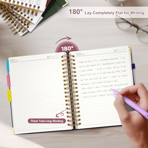 Hardcover Spiral Notebook Journal with Removable Dividers Tabs
