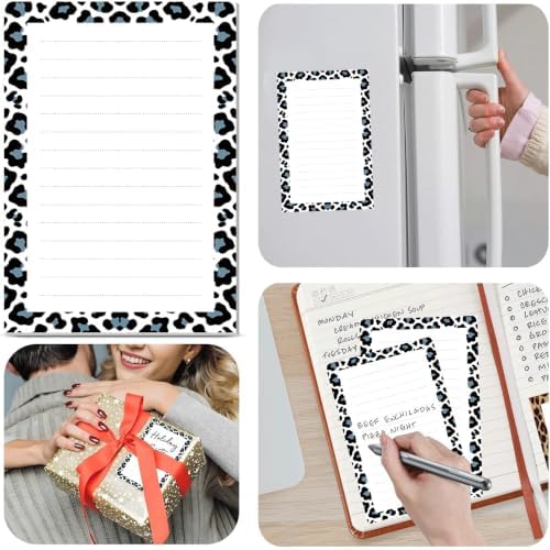 2 Pack Lined Sticky Notes 4x6 in, Cute Self-Stick Notepads with Lines, Large Memo Pads Strong Adhesive for Office, Home Black Grey Leopard