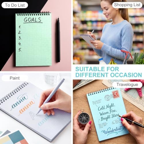 Engrowtic 6 Pack Graph Paper Spiral Notebook A5,Black(internal Mixed)