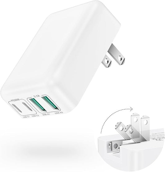 40W Flat USB C Wall Charger, 4Ports Foldable & Slim Fast Charging Blocks, Multiport Type C Cube Box Power Adapter Plug, Boxeroo USB C Charger Block Brick for iPhone Samsung Tablet Pixel (White)
