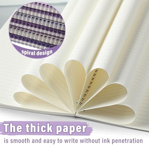 Fuutreo 6 Pack Spiral Notebook 10.5x7.45 Notebook,Purple Series,Purple